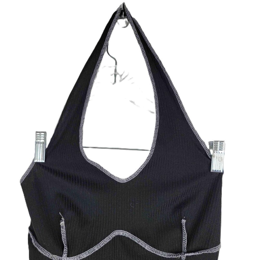NWT Gaze Halter Top Sleeveless V Neck Contrast Stitching Size Small - Picture 2 of 5